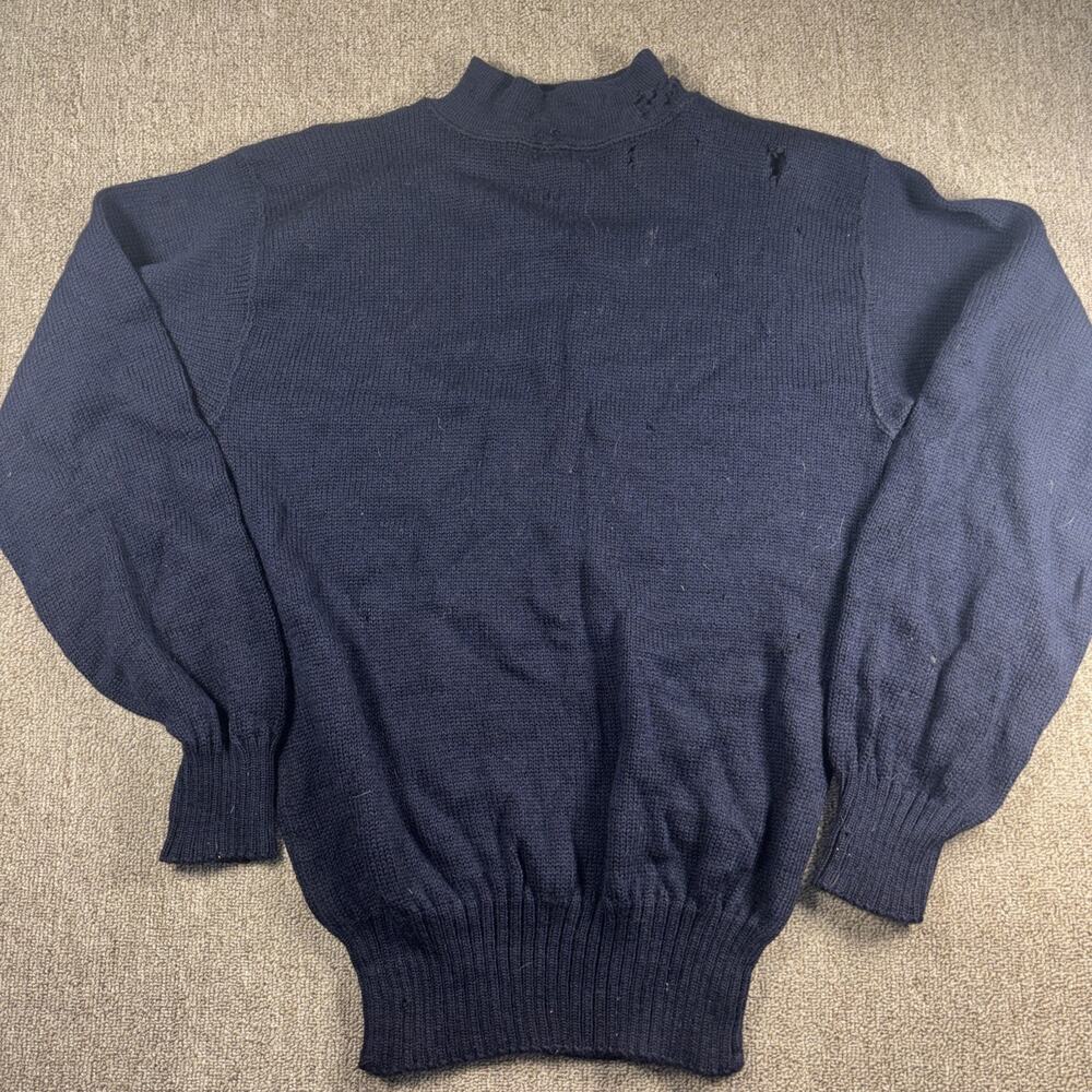 Vintage Vietnam War US Government Wool Military Sweater Medium 40-42 Navy OG 107